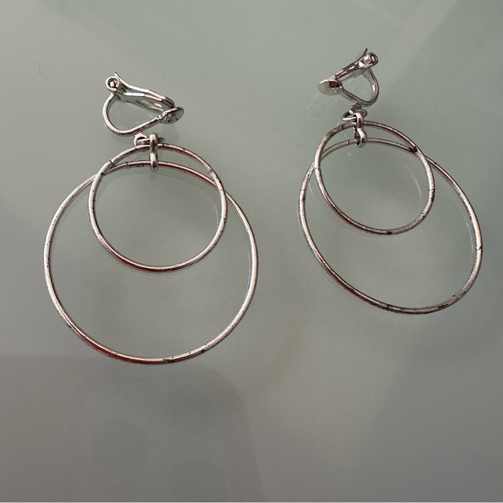 Claire’s Silver Clip-On Hoop Earrings - Picture 2 of 2